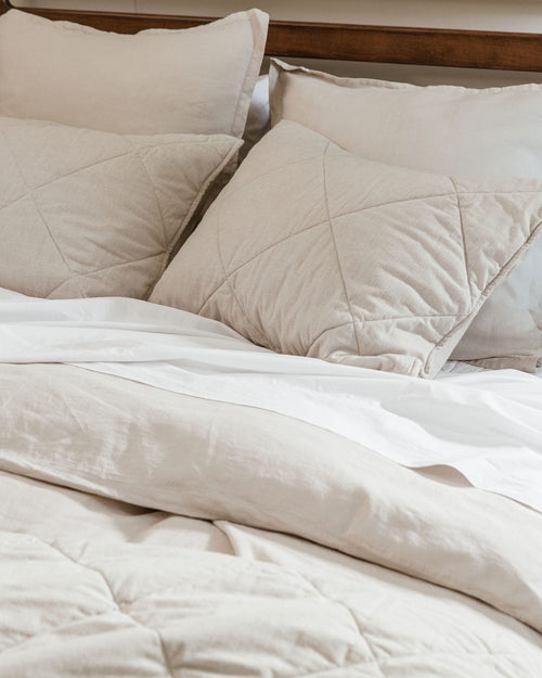 Flannel Quilted Shams (Bone) Position 2